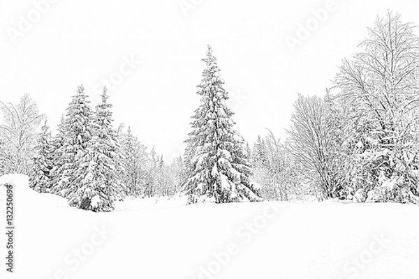 Fototapeta Spruce forest in winter. Winter landscape