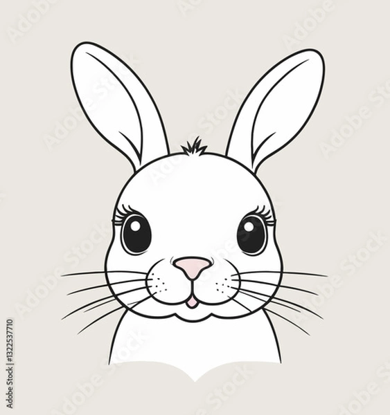 Fototapeta Flat line art illustration of a bunny