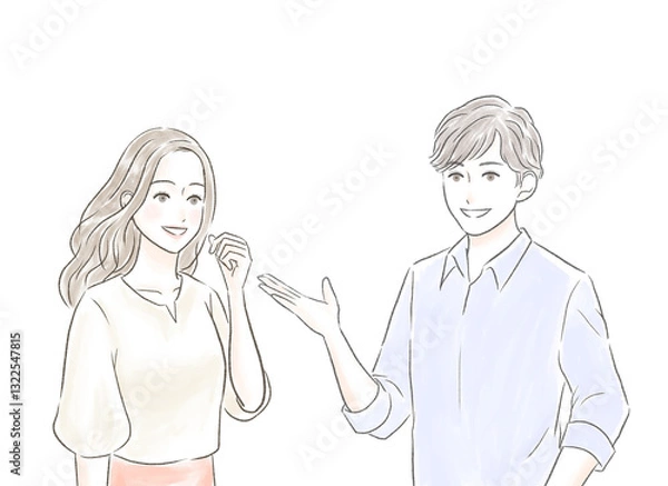 Obraz 楽しく会話する男女