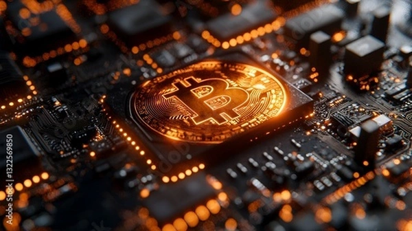Obraz Bitcoin on Circuit Board