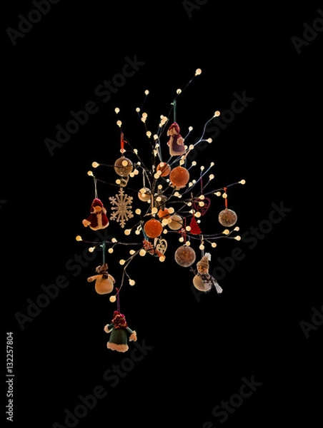 Fototapeta Christmas decorations light strings and baubles