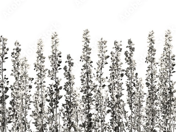 Obraz Monochrome botanical foliage on a white backdrop, elegant design