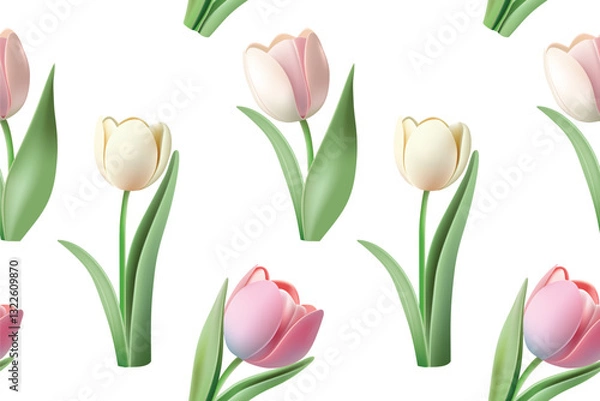 Fototapeta 3D Tulip style vector illustration file template for creative use, including media and printing.