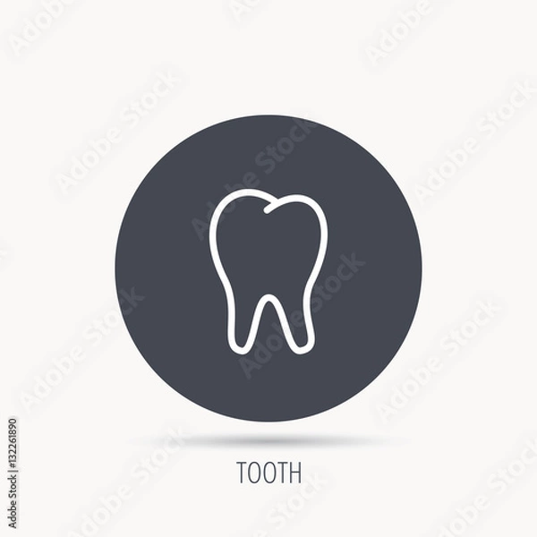 Fototapeta Tooth icon. Stomatology sign. Dental care symbol. Round web button with flat icon. Vector