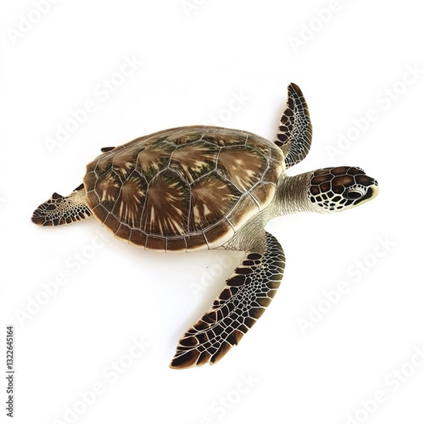 Fototapeta Turtle isolated on white background, showcasing detailed shell pattern