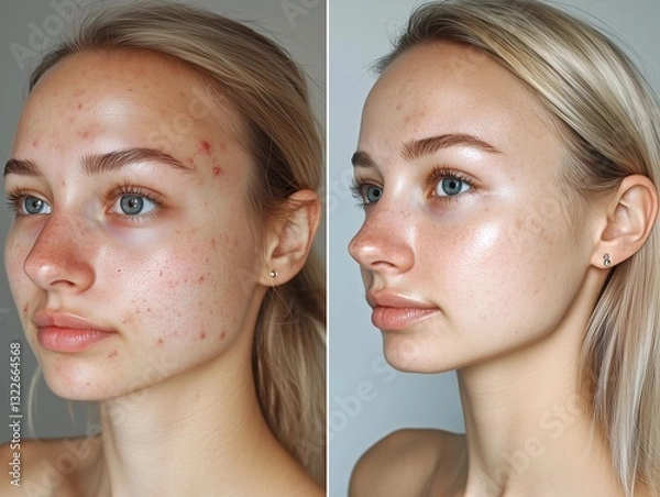 Fototapeta Before and After Skin Transformation