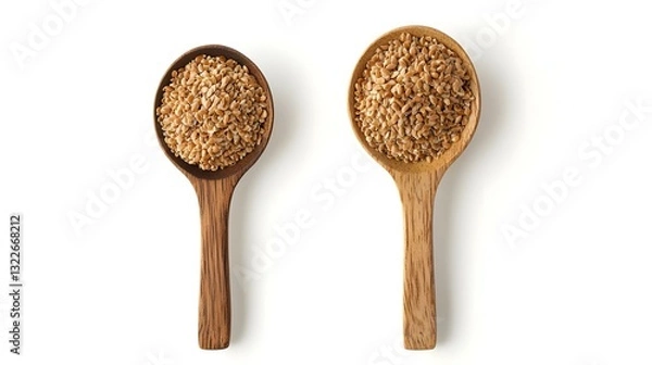 Fototapeta flat lay top view flaxseed or linseed in spoon