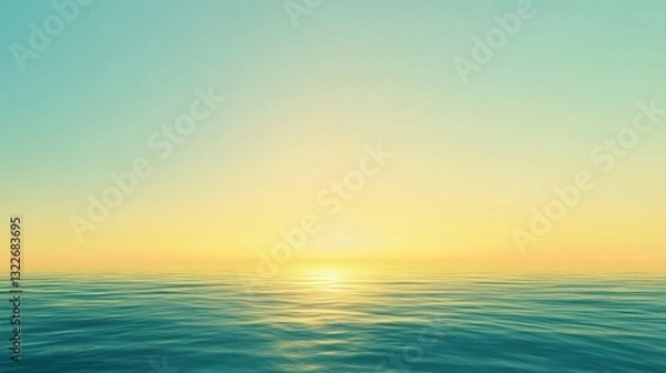 Fototapeta Breathtaking sunset over calm ocean waves with gentle colors creating a soothing atmosphere for relaxation and peace