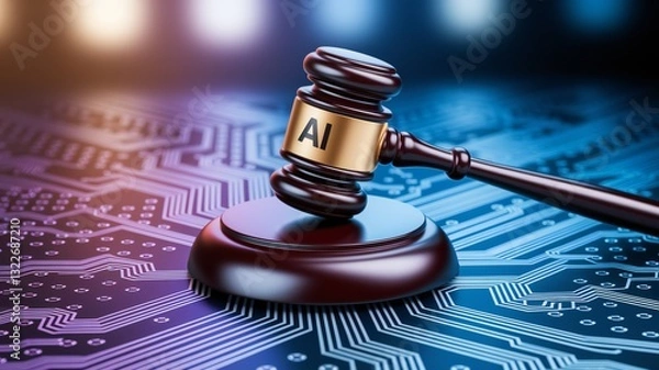 Fototapeta Ai ethics and justice law concept and online technology of legal regulations Controlling artificial intelligence technology is a high risk