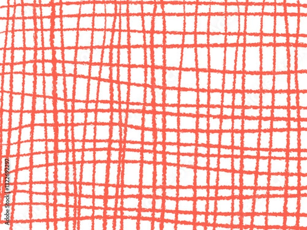 Fototapeta ラフな手描きの赤色チェック柄