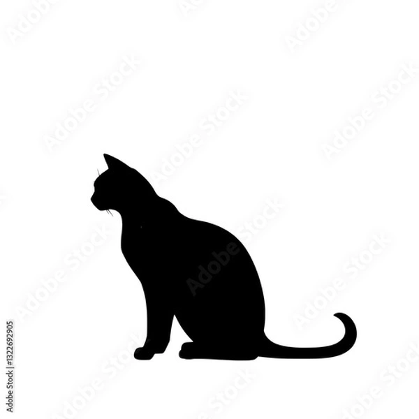 Obraz silhouette of a cat sitting in profile view