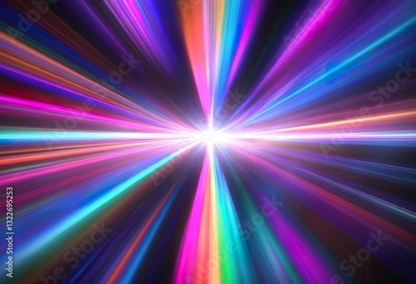 Fototapeta Vibrant Light Rays, Speed, Energy, Neon, Burst, Abstract, Colorful, Star, Galaxy, Motion