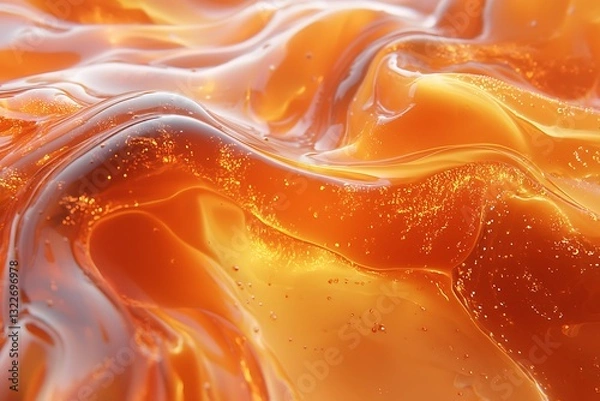 Fototapeta A close up of a fluid organic amber colored substance