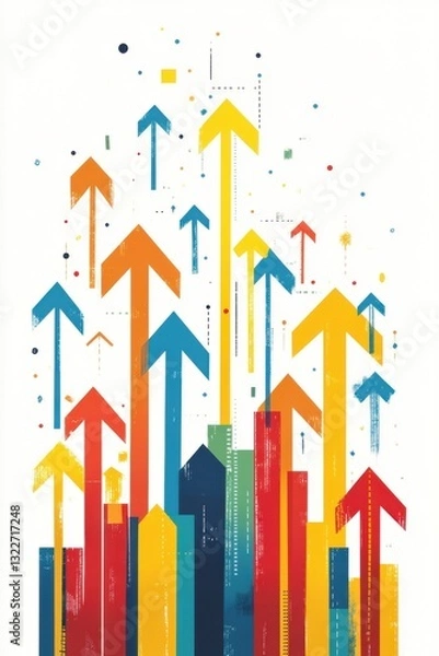 Fototapeta Abstract Colorful Upward Arrows Representing Growth and Progress