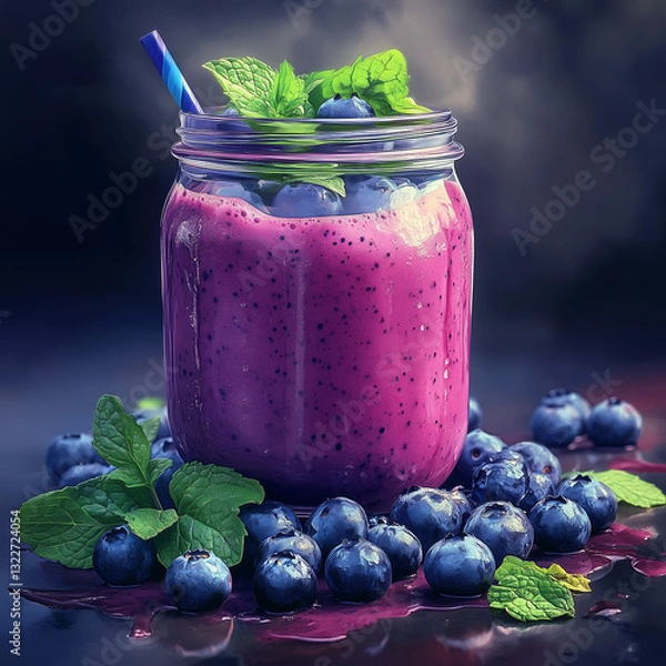 Obraz yogurt with blueberries