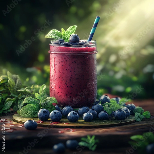 Obraz blueberry smoothie with blueberries