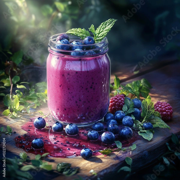 Obraz yogurt with blueberries