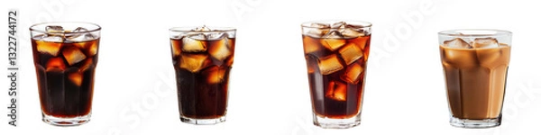 Fototapeta Refreshing Cold Carbonated Soda Drink with Fizz and Ice Cubes Served in Clear Glass Cup Perfect for Hot Summer Day to Quench Thirst