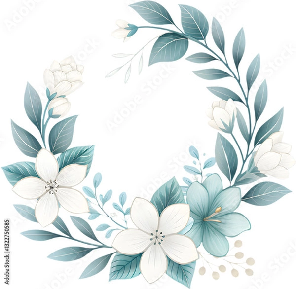 Fototapeta The circle floral frame features delicate, symmetrical designs, ideal for creating a graceful visual display. 