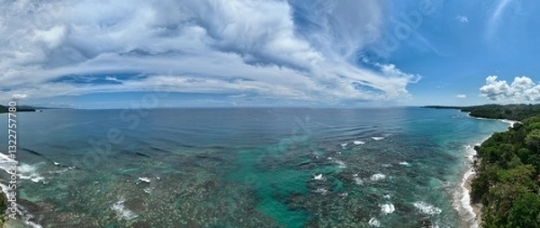 Fototapeta Costa Rica's Playa Cocles and Limon aerial beach view