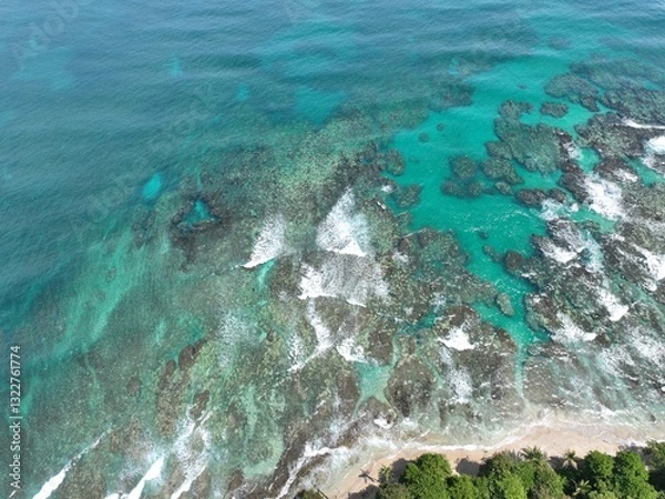 Fototapeta Playa Cocles and Limon Reefs from Above