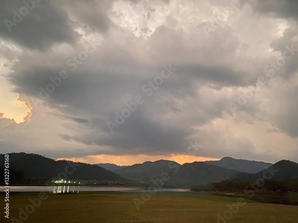 Obraz sunset over the lake