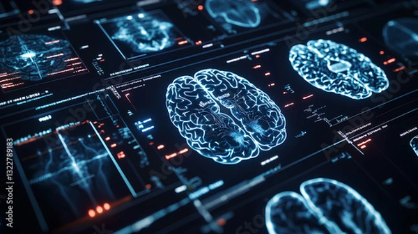 Fototapeta Advanced Digital Brain Scan Visualization of Neural Activity During Different Nap Lengths  
