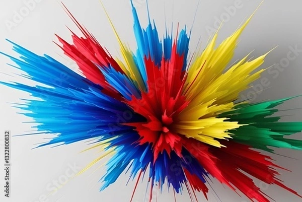 Fototapeta Beautiful explosion of colors, red, yellow, blue, pink, watercolor background paper design. Minimal plain full screen paper Simple with space for copying text A3 a4
