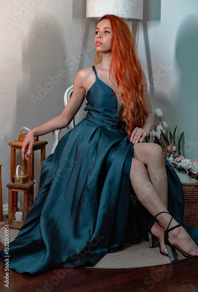 Fototapeta young woman in a dress