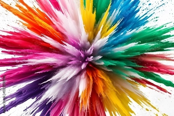 Fototapeta Beautiful explosion of colors, red, yellow, blue, pink, watercolor background paper design. Minimal plain full screen paper Simple with space for copying text A3 a4
