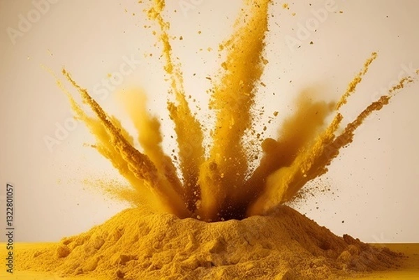 Fototapeta Explosion of gold dust Paper texture Watercolor background, design. Minimal plain fullscreen paper . simple with space for copying text. A3 a4