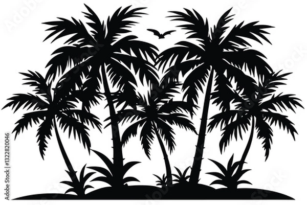 Obraz palm trees black silhouettes isolated on a white background