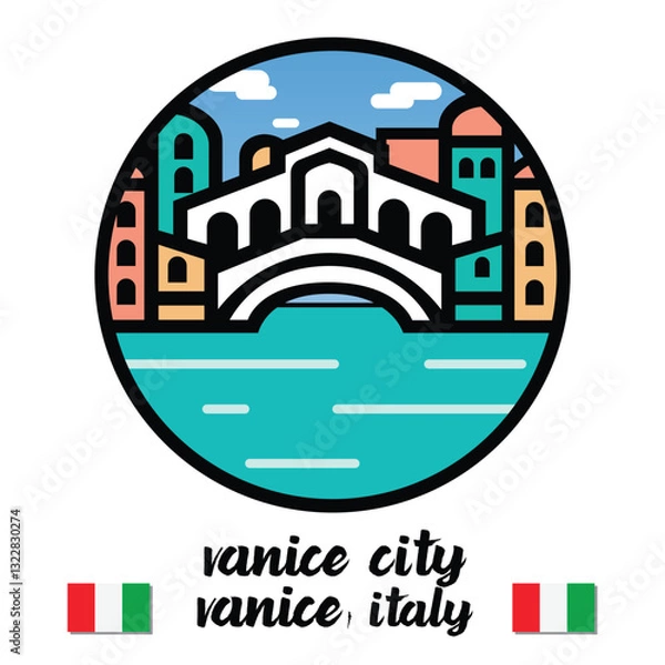 Obraz Circle Icon Vanice City. Vector illustration