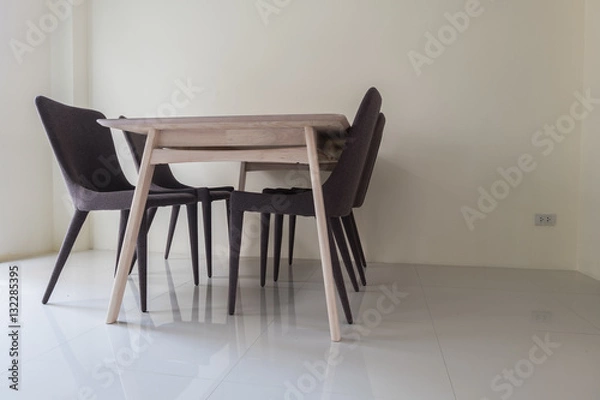 Fototapeta leisure corner with wood chairs and table