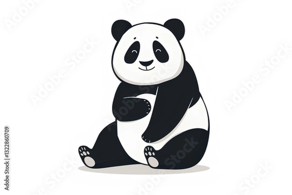 Fototapeta panda sitting calmly on a pure white background