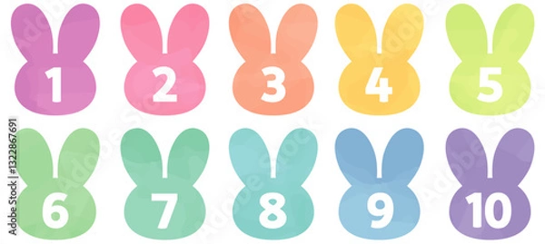 Obraz 動物アイコンの数字_水彩風_うさぎ