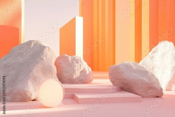 Fototapeta Dreamy Abstract Landscape with Soft Rocks and Warm Color Palette