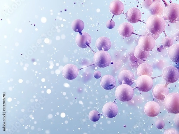 Fototapeta Abstract representation of molecular structures with soft pastel colors and bokeh effects