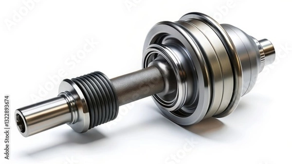 Fototapeta Precision-engineered metallic drive shaft component with a complex design and durable construction, suitable for high-performance applications