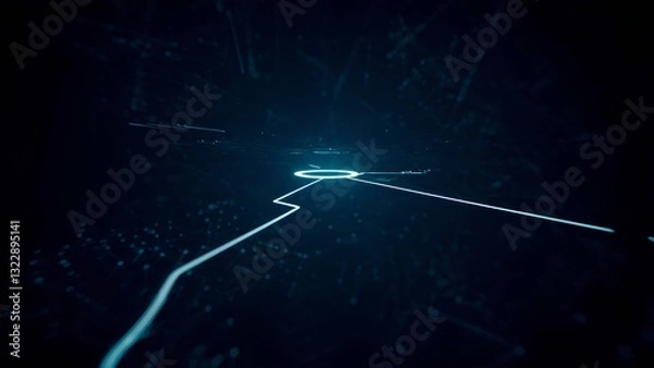 Fototapeta Digital Network Web: a complex structure of interconnected points, digital art, created