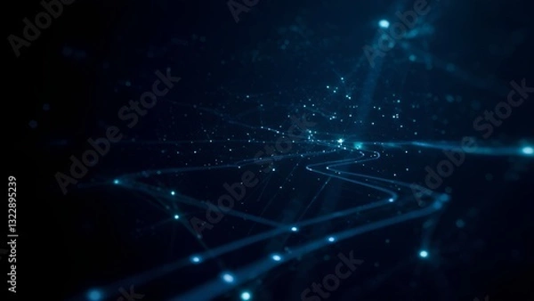 Obraz Digital Network Web: a complex structure of interconnected points, digital art, created