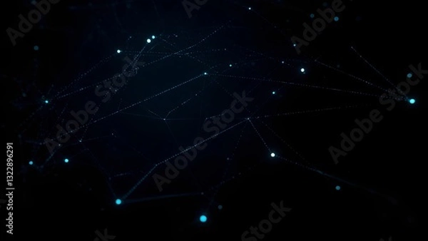 Fototapeta Digital Network Web: a complex structure of interconnected points, digital art, created