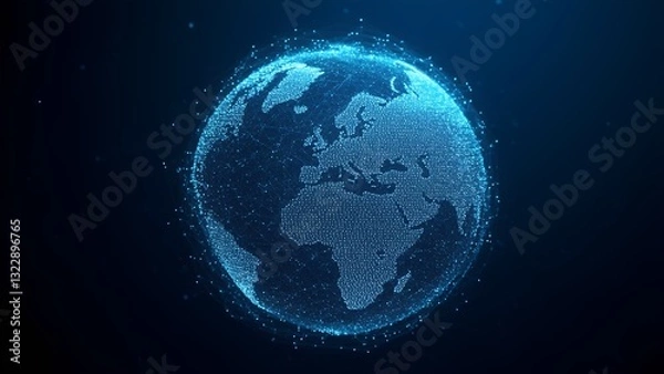 Fototapeta Digital Network Web: a complex structure of interconnected points, digital art, created