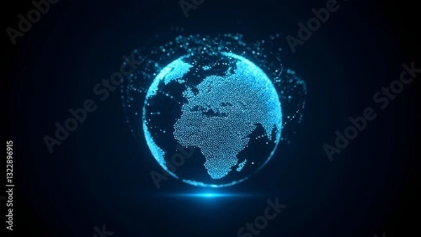 Fototapeta Digital Network Web: a complex structure of interconnected points, digital art, created