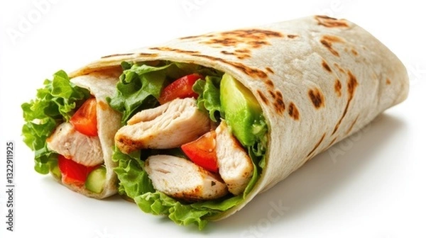 Fototapeta Chicken, Avocado and Tomato Wrap