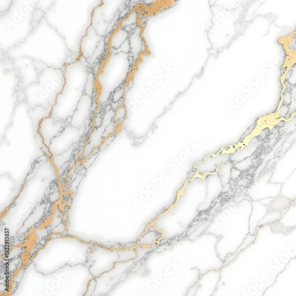 Fototapeta A luxurious marble texture background with soft golden veins running through a white and gray surface