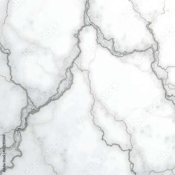 Fototapeta A mesmerizing white marble background with intricate silver veins, smooth and polished