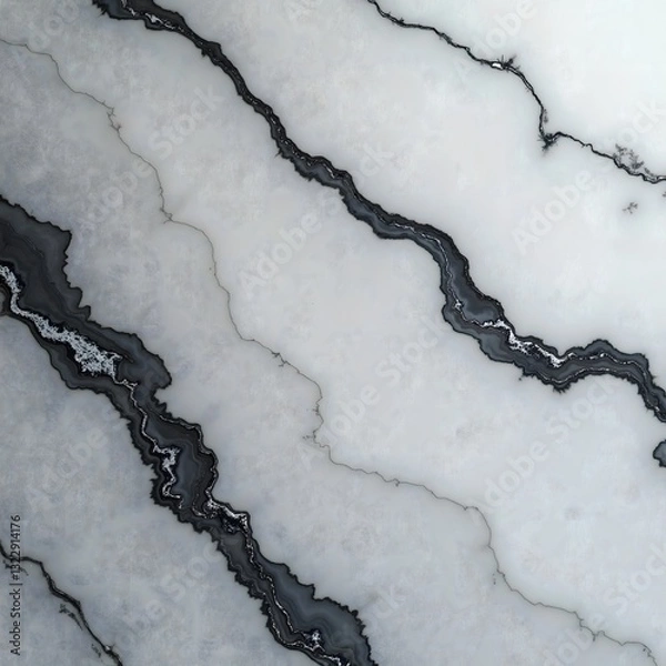 Fototapeta A modern gray marble background with bold black and white streaks, matte and sophisticated