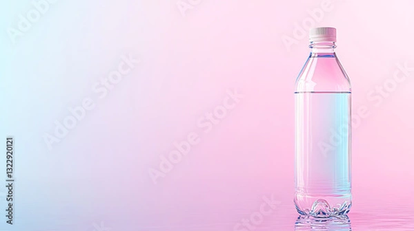 Obraz Refreshing bottled water against a pink gradient background drink product photography modern aesthetic