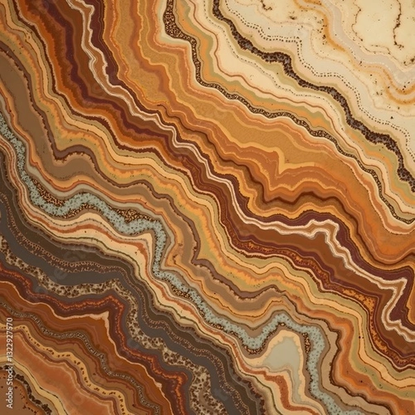 Fototapeta A unique multicolored marble texture featuring shades of amber, brown, and cream, with organic, natural veining